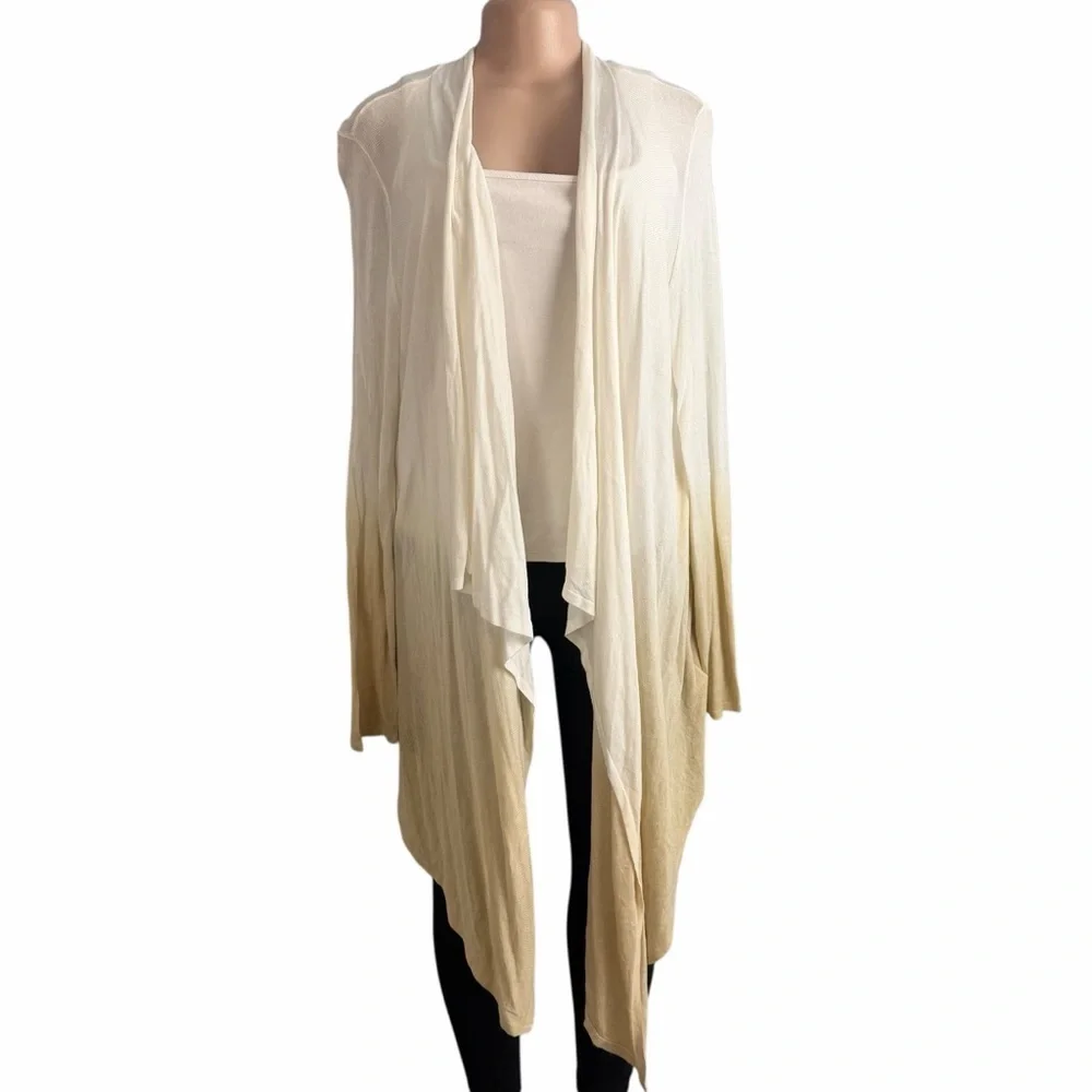 Michael Michael Kors Elegant Cream and Caramel Ombré Asymmetrical Cardigan
